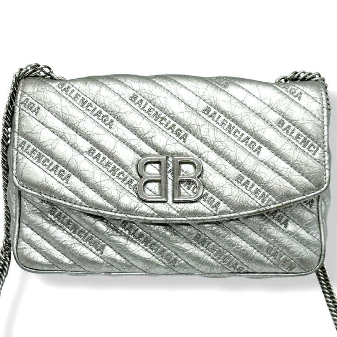 BALENCIAGA Wallet: Chain Shoulder Bag 526682 Silver W22H14D5cm ;01