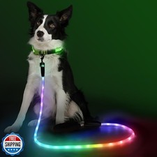 YFbrite 4FT Light up Dog Leash with 15 Flashing Modes - Super Bright LED Dog