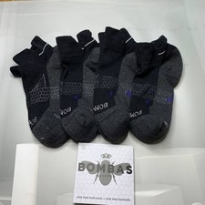 Bombas Unisex Ankle Socks 4 Pair Pack Black Gray Size S M L New