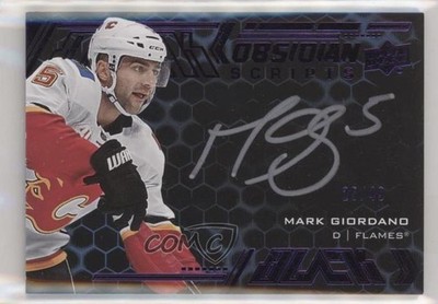 2020 SPx UD Black Obsidian Scripts Purple 25/49 Mark Giordano #OS-MG Auto 01g1