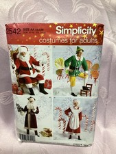 Christmas Costume for Adult Santa Elf Mrs Claus Simplicity Pattern 2542 Sz XS-M