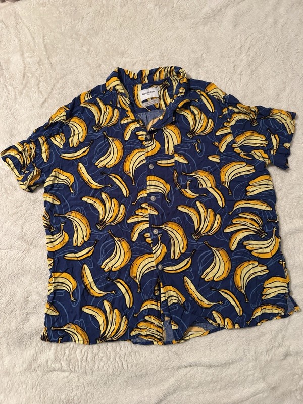 Goodfellow & Co Banana Print Button-Up Shirt Men's XL Rayon Tropical