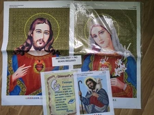 Bead Embroidery Religious Icons – 4 Printed Canvases / Pattern Only No Beads