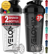 -2 Pack- 28 Oz Protein Shaker Bottles for Protein Mixes - 2X Wire Whisk  Leak