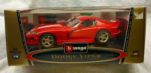 Bburago 1997 RED Dodge Viper GTS Coupe 1:18 Scale Diecast Model Car Burago 3375 - Picture 2 of 7