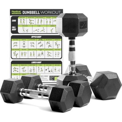 Hexagon Hanteln Gummiert 2,5-30kg Dumbbells Sportset verchromt