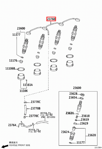 Genuine Hilux KZN205 KZN165 1KZ Injector Fuel Rail Return Leak Off Pipe - Picture 7 of 13