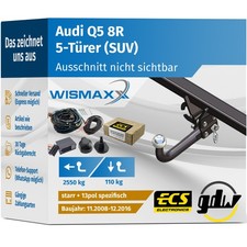 ANHÄNGERKUPPLUNG für Audi Q5 8R 8R 08-16 starr GDW +13polig E-Satz ECS