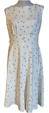 90s Liz Claiborne Polka Dots Dress Sz 6 White Black Sleeveless Career Party City