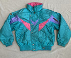 Descente Ski Jacket Mens M Teal Purple Pink Retro Colorblock 80s 90s Hidden Hood