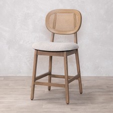 RATTAN COUNTER BAR STOOL WOODEN BAR STOOL ITALIAN STYLE FABRIC STOOL