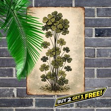 Lucky Charm Green Clover Rustic Tin Sign St Patricks Day Decor 8x8