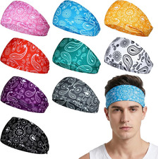 9Pcs Headbands Paisley Bandanas Head Bands Sweat Band Hair Wrap Headwrap
