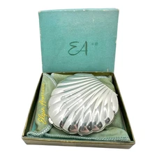 STERLING SILVER Elgin American Shell Powder Compact ORIGINAL Pouch & Box 83g