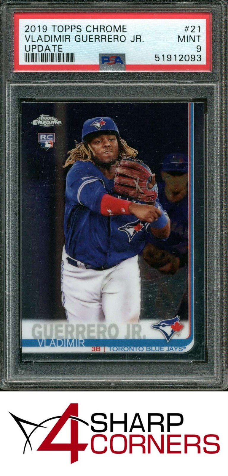 2019 TOPPS CHROME UPDATE #21 VLADIMIR GUERRERO JR. RC BLUE JAYS PSA 9