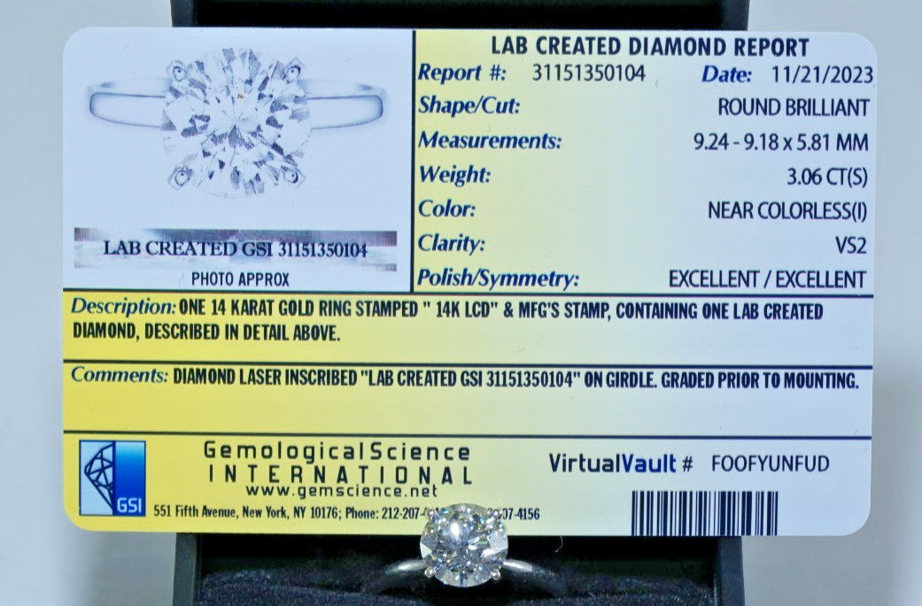 3ct Lab Created DIAMOND Solitaire Engagement Ring… - image 4
