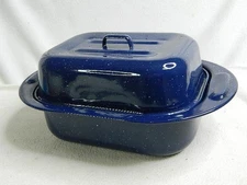 Granite-Ware Black Speckled 13 Inch Covered Oval Roasting Pan w/Lid  NEW NO BOX