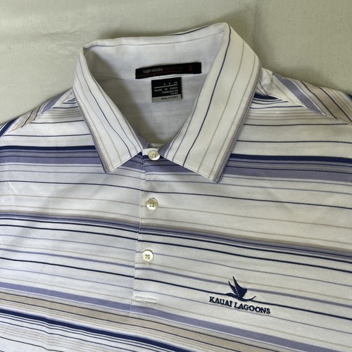 Nike Tiger Woods Shirt Men’s S White Striped Golf Polo Kauai Vtg 2000's 1728
