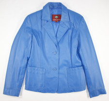 Marc Mattis Leather Blazer Women's M Coat Jacket Button Blue