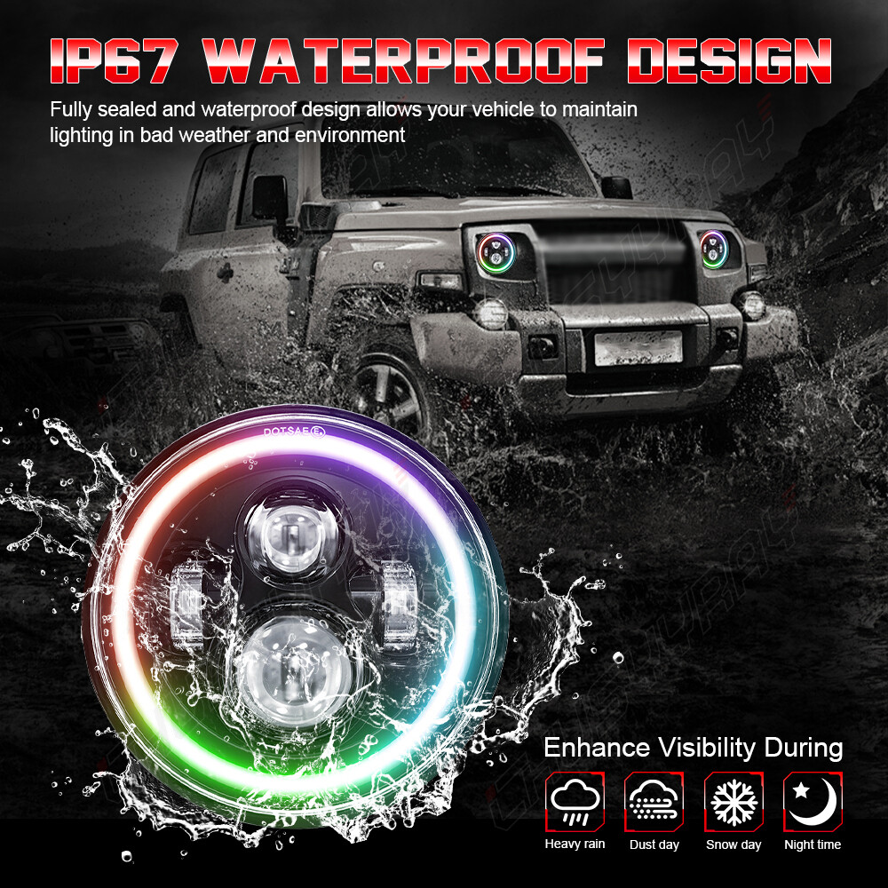 RGB Pair 7inch Round LED Headlights Hi/Lo Beam For Datsun 280ZX