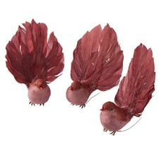 Pack of 12 Mauve 5" Robin Birds with Fancy Feather Fantail