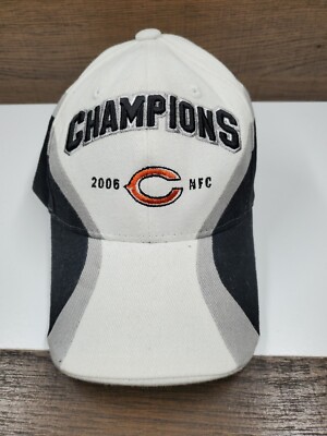 VINTAGE Chicago Bears 2006 NFC Champions Hat 00s White Cap Strap Back NFL 