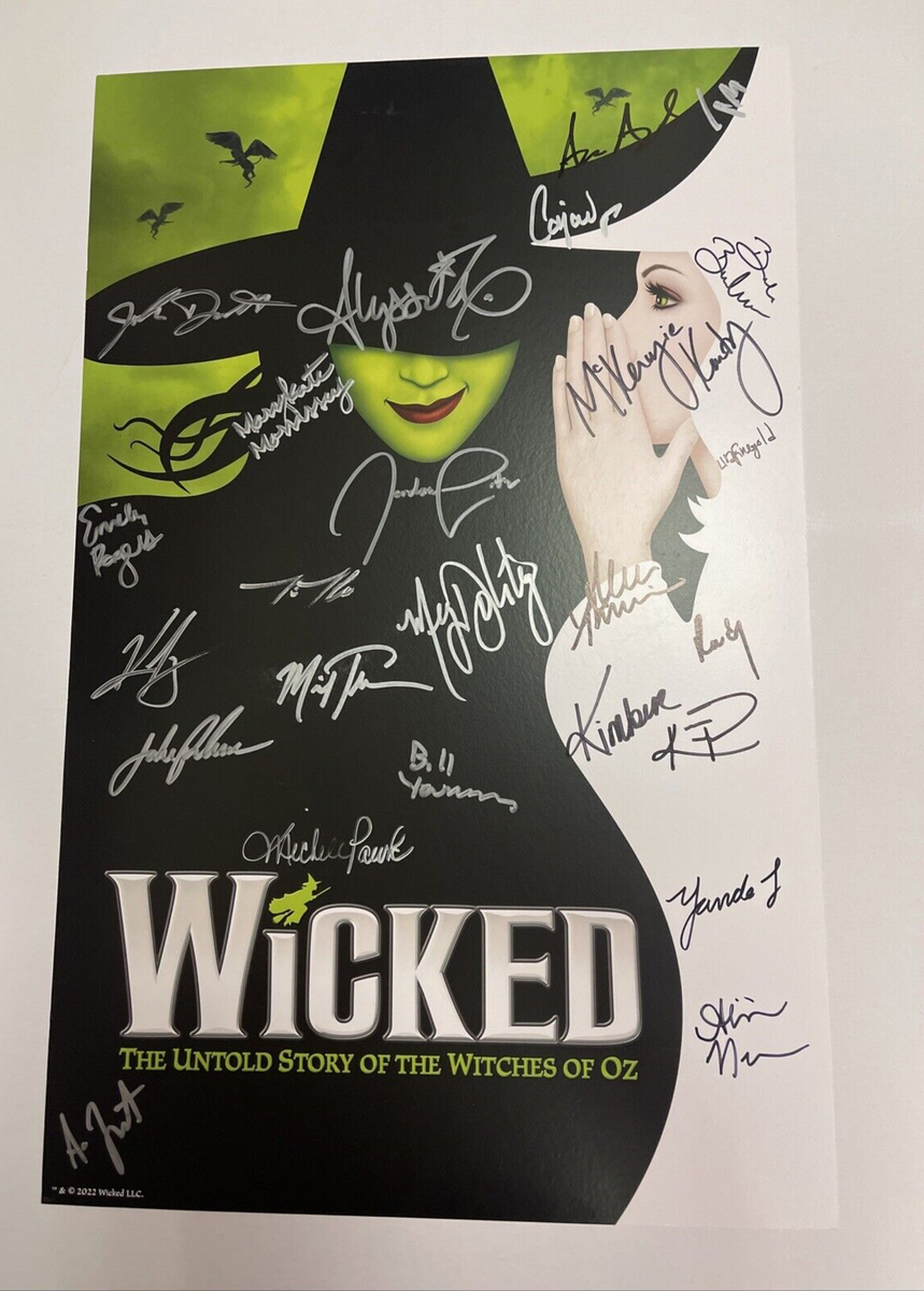 Signed WICKED Broadway WINDOW CARD Poster! 20th ANNIVERSARY Cast