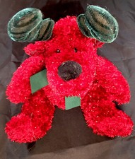 Russ Berrie Red Green Sparkly Christmas Reindeer Twinkle Stuffed Plush Animal