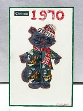 Vintage Handmade US Postage Stamp Collage Art Postcard "Christmas" Unused