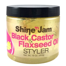 Ampro Shine-n-Jam Black Castor and Flaxseed Oil Styler - 16 oz Hair Gel
