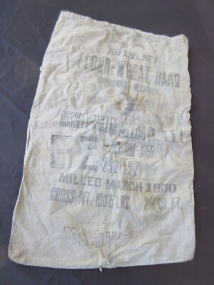 Original US Mehlsack Leinensack Flour-Wheat Hard Russel Miller Milling Co 1950