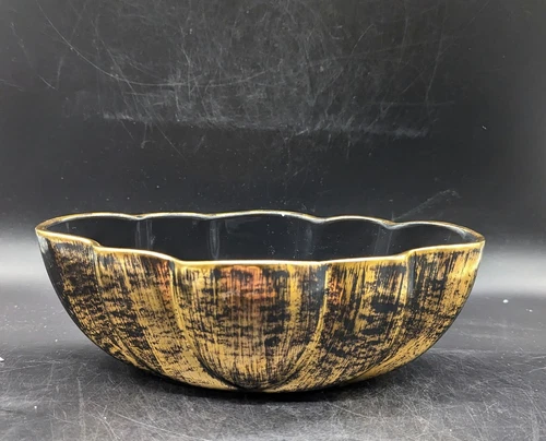 Vintage Stangl Art Pottery Handpainted Black Gold Planter Vase #2064 Ceramic