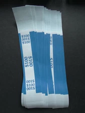 20 - Blue $100 Cash Money Self-Sealing Straps Currency Bands 