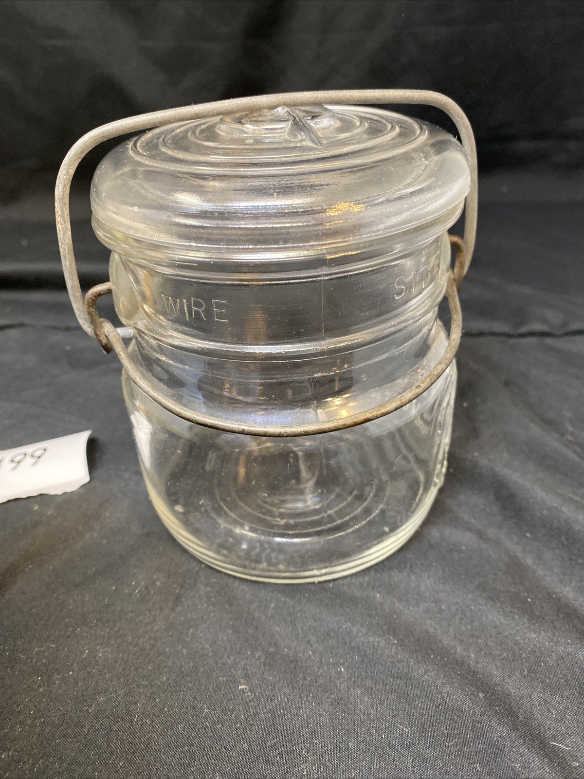 Vintage Ball Eclipse Wide Mouth Jar Pint Glass Lid Wire Bail Closure 3