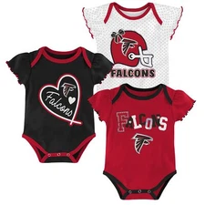 Outerstuff NFL Newborn/Infant Atlanta Falcons 3 Pack Short Sleeve Creeper Set