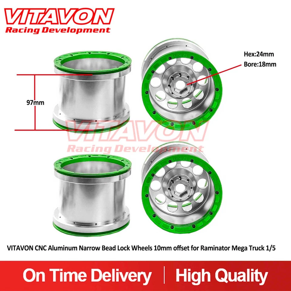 Vitavon CNC Narrow Bead Lock Wheels 10mm Offset For Raminator Mega Truck 1/5 - Image 3 of 4