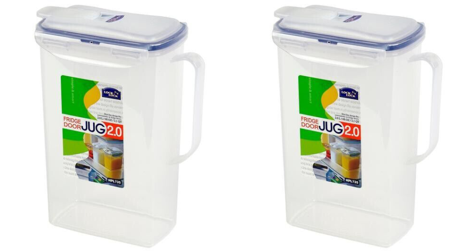 2x Lock & Lock Plastic Juice Water Drink Party Garden Fridge Jug with Lid - 2L
