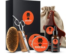 8 Piece Beard Grooming Kit,Beard Oil, Beard Balm, Beard Wash,Beard Brush,Comb,Sc