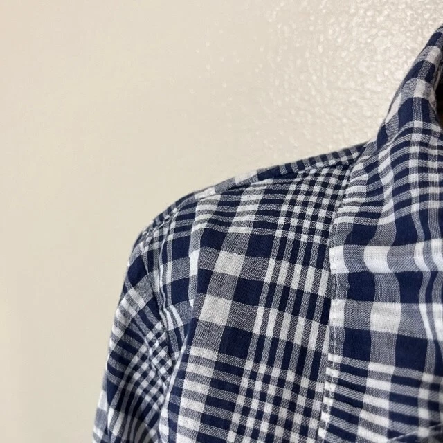 Camisa Top CP Tonos Azul Blanco A Cuadros Manga Larga Botón Algodón Mediana M Foto 2 de 4