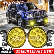 Pair Led Front Bumper Yellow Fog Lights Lamp Bulbs For 2015-2018 Jeep Renegade