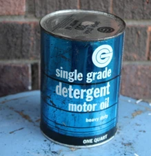 FULL NO LEAKS * 1970s era GOLD CIRCLE SINGLE GRADE MOTOR OIL Old 1 qt. Metal Can