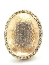 Sterling 925 Chunky Cluster Translucent Quartz Halo Split Band Statement Ring 7