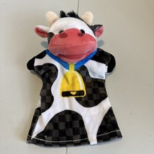 Melissa and Doug Plush Hand Puppet Cow Farm Animal Black White Farm Friends