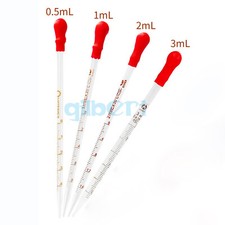 5pcs 0.5/1/2/3ml Glass Graduated Pipette Dropper Dispensing With Red Latex Cap