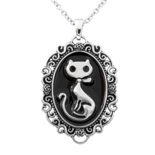 Controse Cat Silhouette Cameo Necklace - Fashionable Stainless Steel Pendant for
