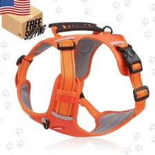 Pet Dog Harness No-Pull with 2 Leash Clips Adjustable Vest Easy Control Handle