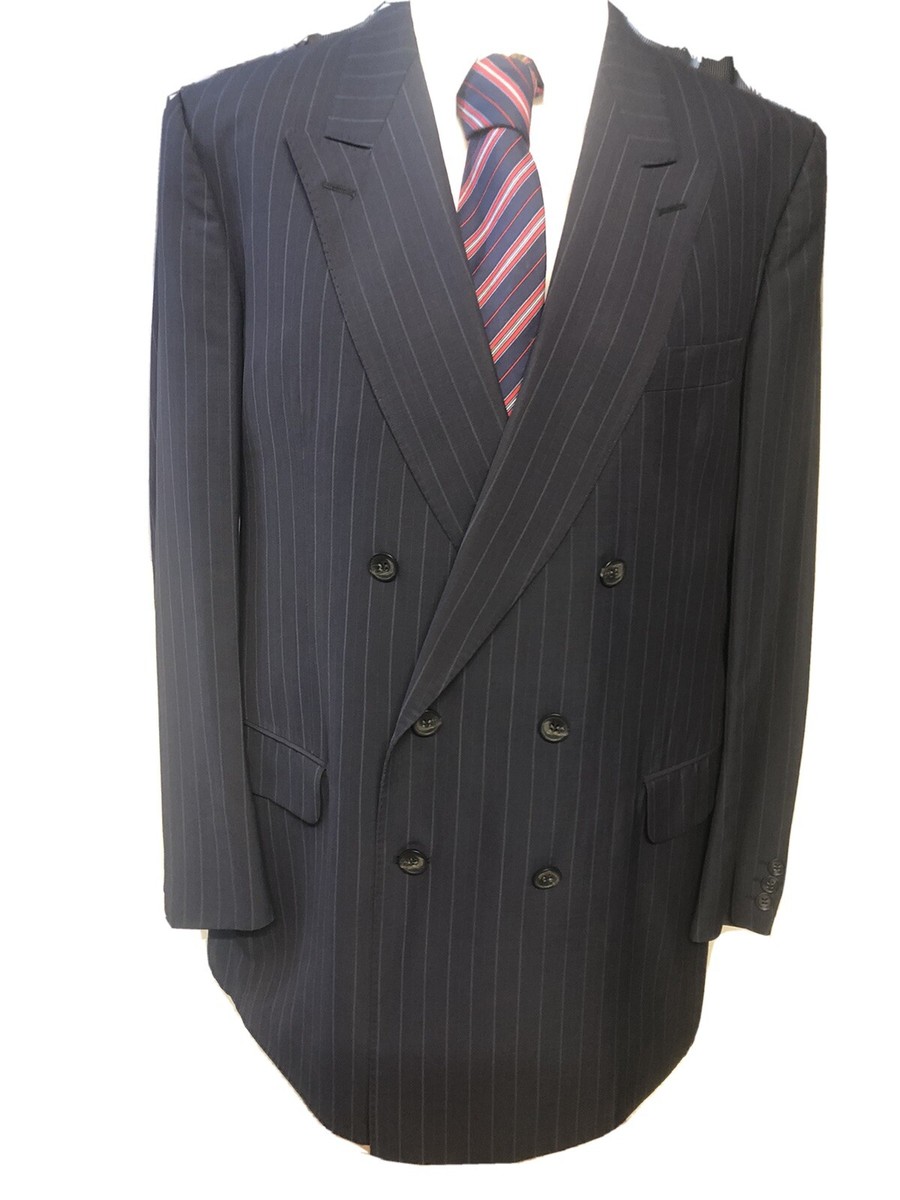 Costume Homme Odermark Double Poitrine - Bleu Marine à Rayures Bleu Clair - Taille 44 (Poitrine)