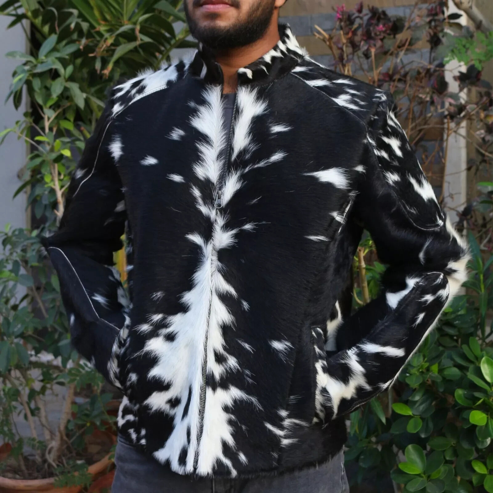 PONY Giacca uomo western pelle di vacchetta vera pelle di cavallo elegante camion