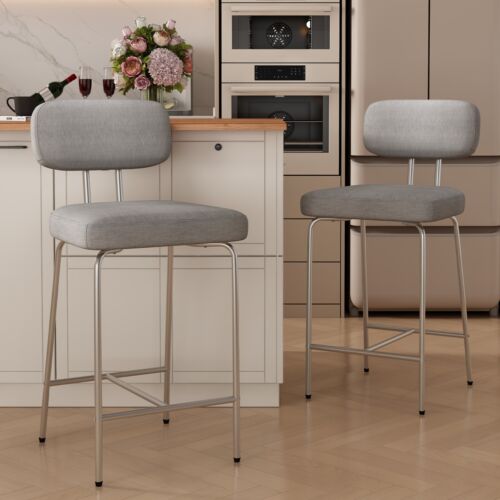Set of 2/3/4 Line Fabric Kitchen Stools Counter Height Barstools with Back 27'' - Picture 6 of 31