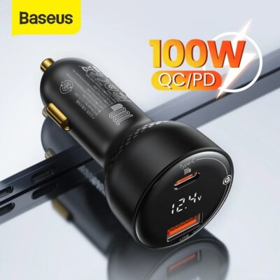 Baseus PD 100W USB Type C Car Charger Quick Charging Adpater For iPhone Samsung